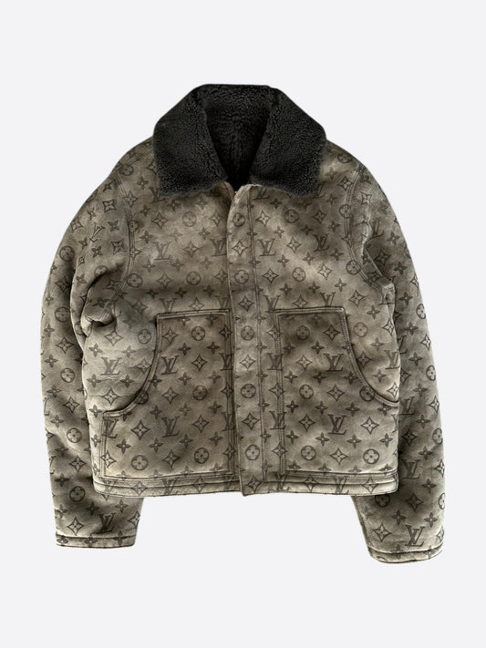 Louis Vuitton Olive Monogram Shearling Jacket