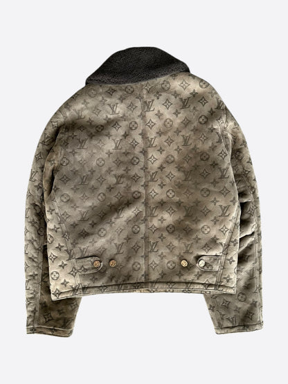 Louis Vuitton Olive Monogram Shearling Jacket
