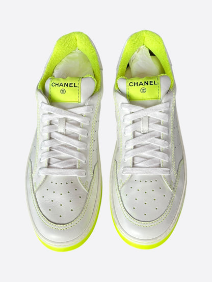 Chanel White & Yellow Logo Sneakers