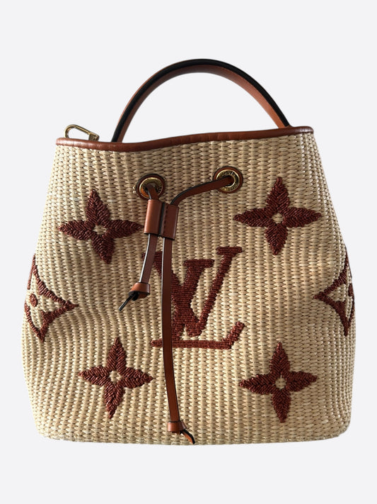 Louis Vuitton Tan & Brown Raffia Monogram Neo Noe MM