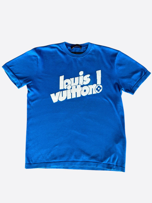 Louis Vuitton Blue & White Everyday Logo Intarsia T-Shirt