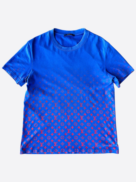 Louis Vuitton Blue & Red Monogram Gradient T-Shirt