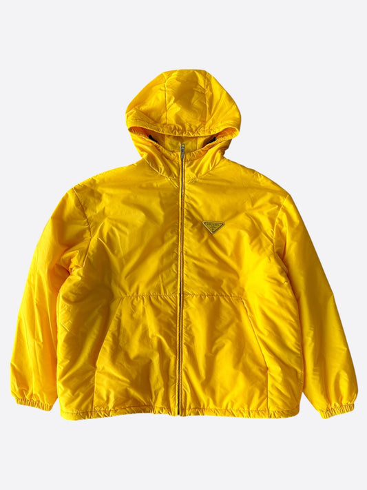 Prada Yellow Logo Padded Windbreaker