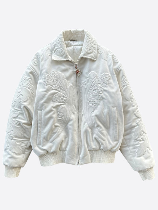 Louis Vuitton White Ornaments Leather Bomber Jacket