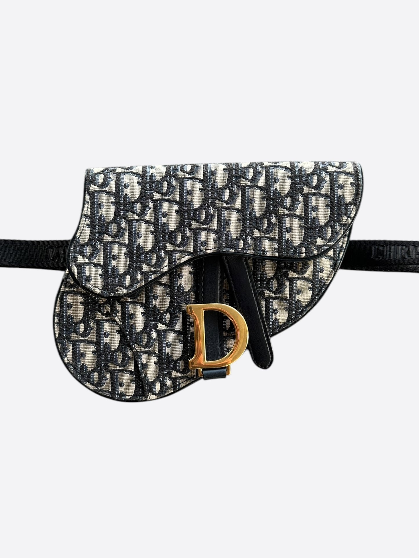 Dior Beige & Blue Oblique Mini Saddle Bumbag