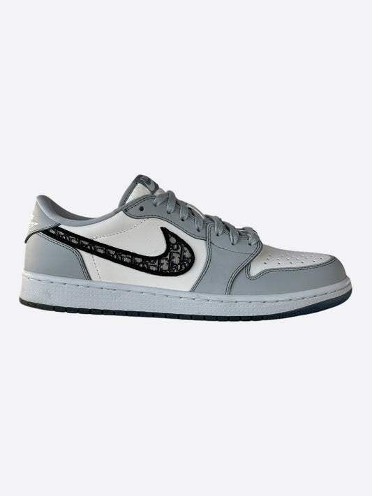 Dior Air Jordan Grey & White Oblique Low Top Sneakers