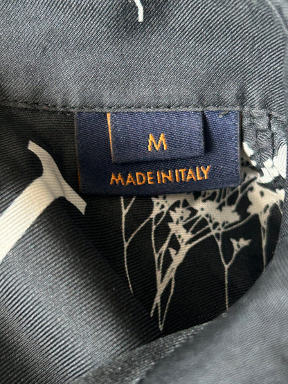Louis Vuitton Navy & White Leaf Silk Button Up Shirt