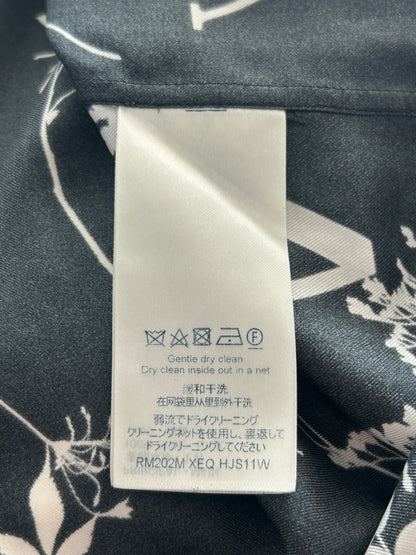 Louis Vuitton Navy & White Leaf Silk Button Up Shirt