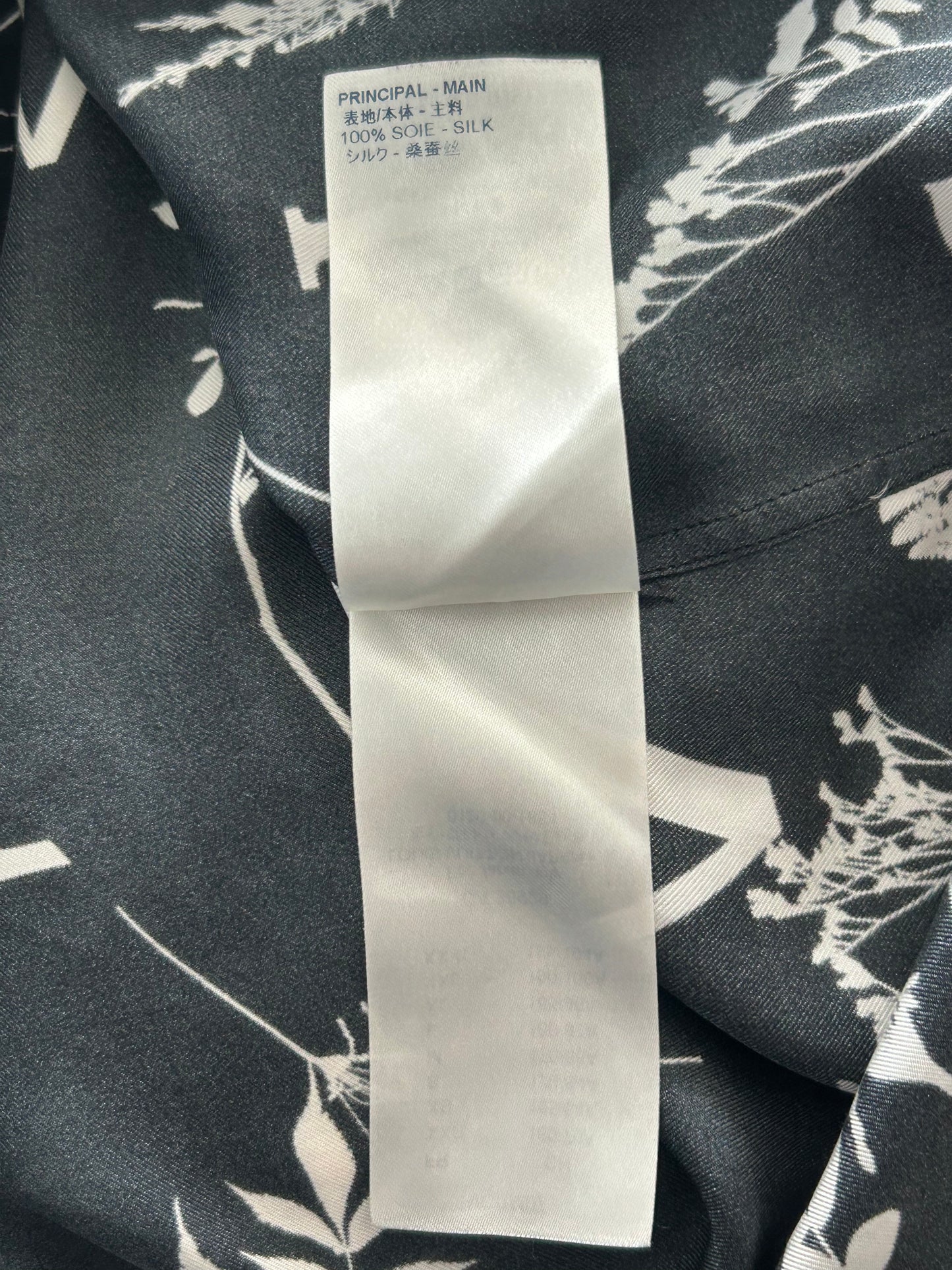 Louis Vuitton Navy & White Leaf Silk Button Up Shirt