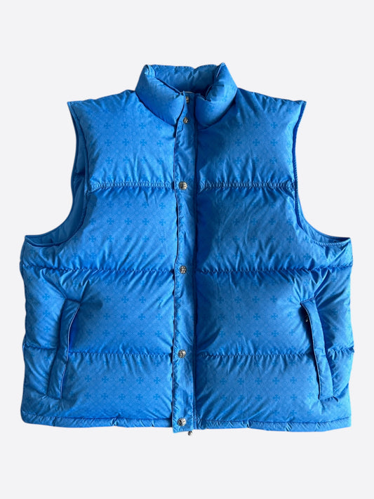 Chrome Hearts Blue Cross Jacquard Puffer Vest