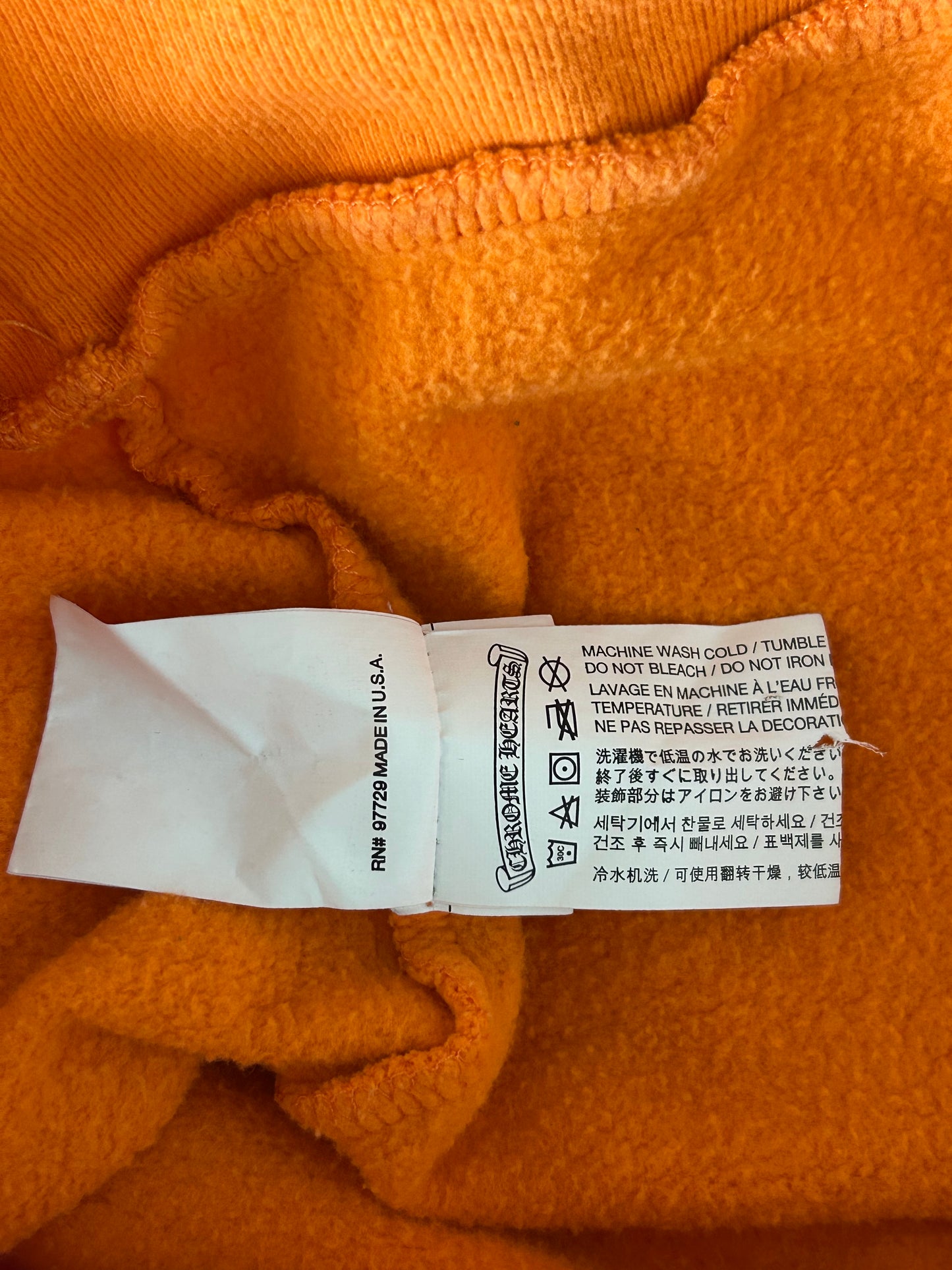 Chrome Hearts Off-White Orange & Black Scroll Logo Hoodie