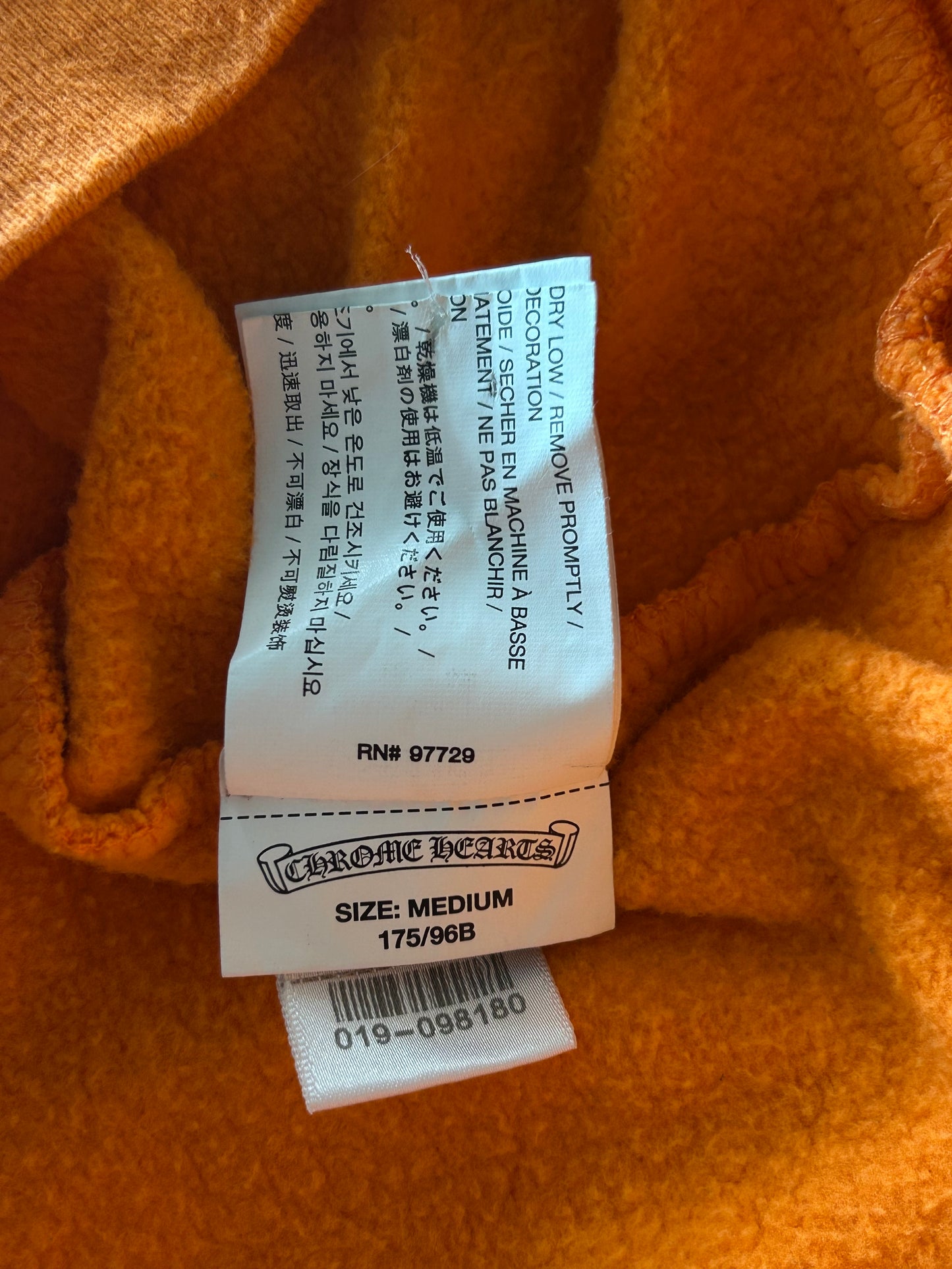 Chrome Hearts Off-White Orange & Black Scroll Logo Hoodie