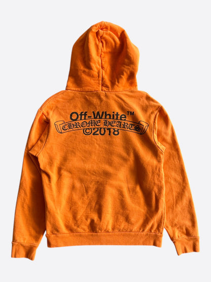 Chrome Hearts Off-White Orange & Black Scroll Logo Hoodie