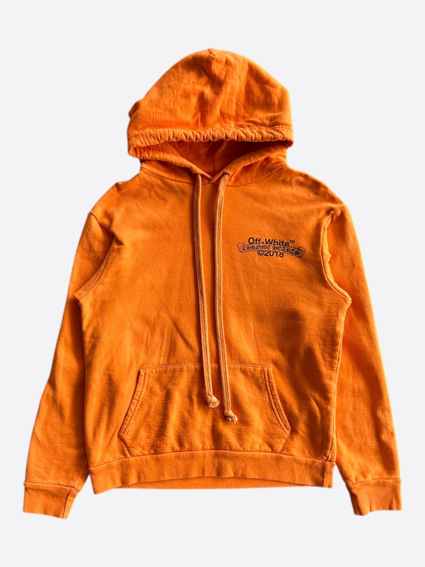 Chrome Hearts Off-White Orange & Black Scroll Logo Hoodie