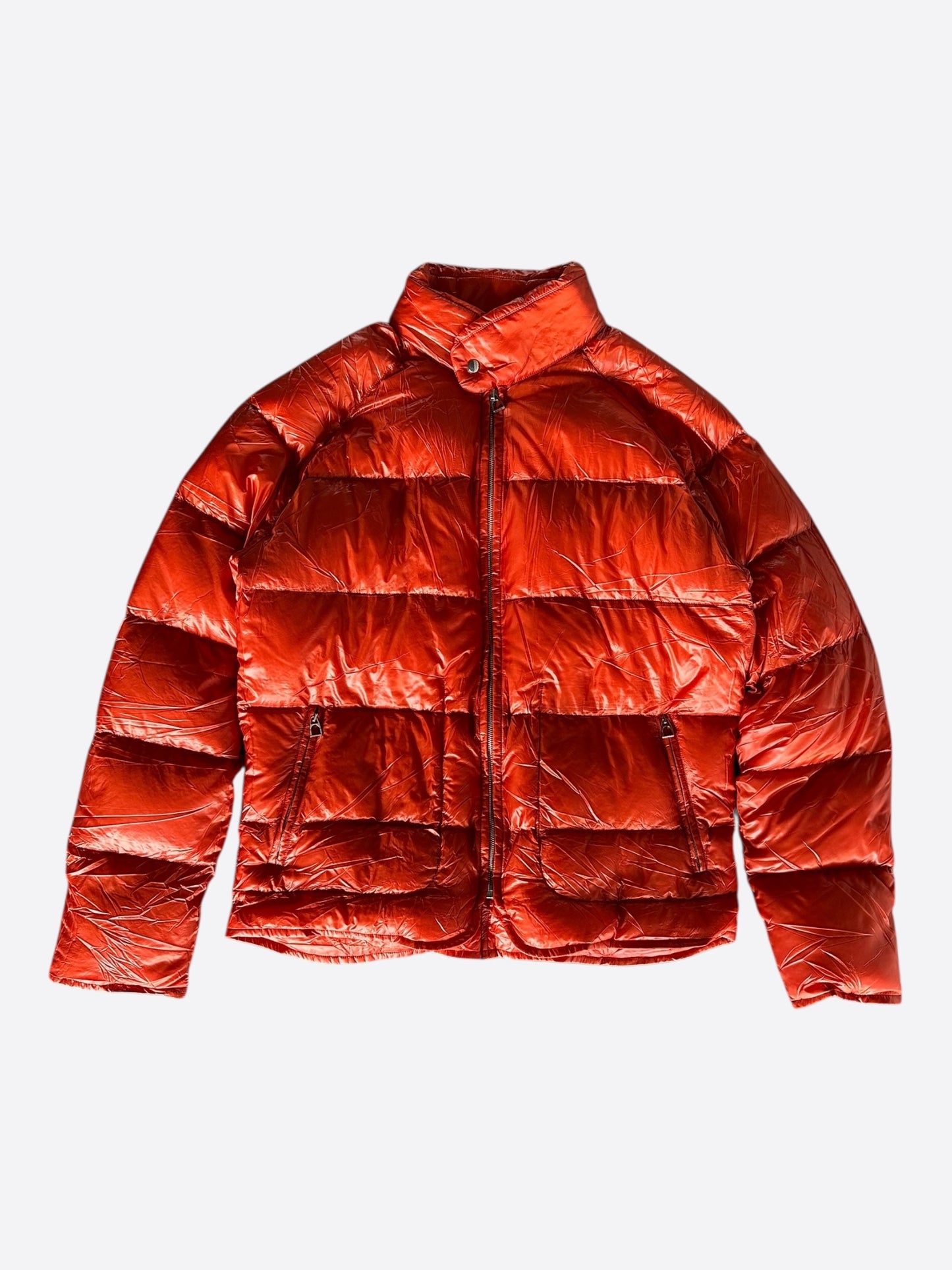 Hermes Orange Nylon Puffer Jacket