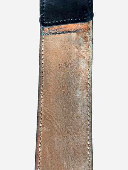 Louis Vuitton Black & Silver El Dorado Oval Belt