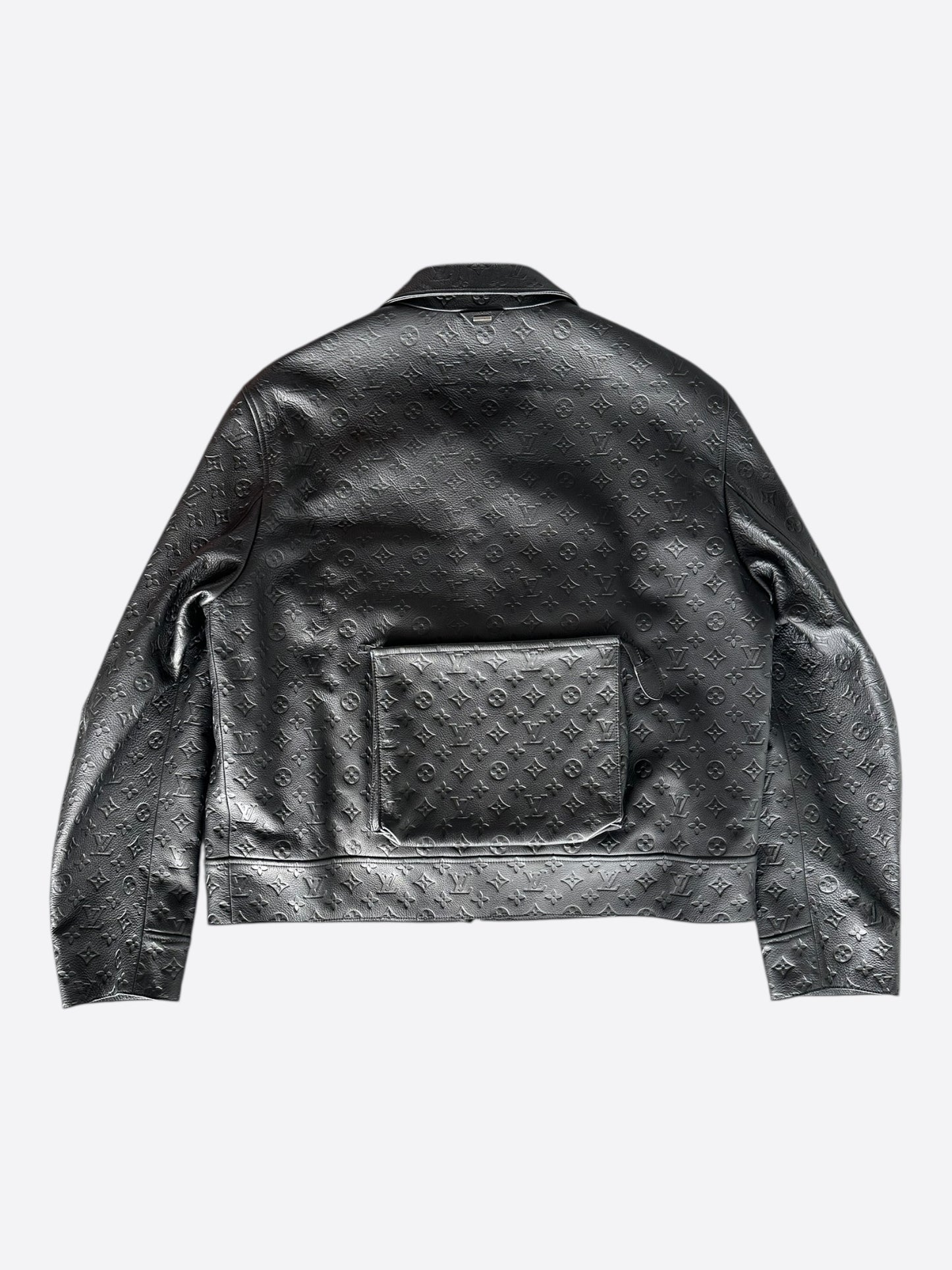Louis Vuitton Black Embossed Monogram Leather Utility Jacket