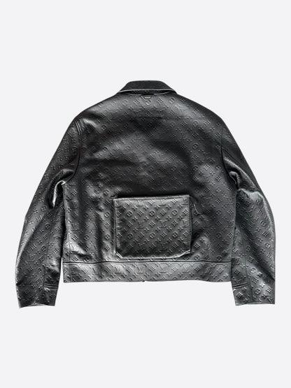 Louis Vuitton Black Embossed Monogram Leather Utility Jacket