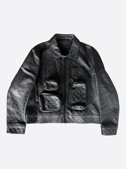 Louis Vuitton Black Embossed Monogram Leather Utility Jacket