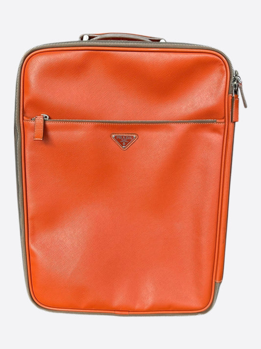 Prada Orange Saffiano Carry-On Suitcase