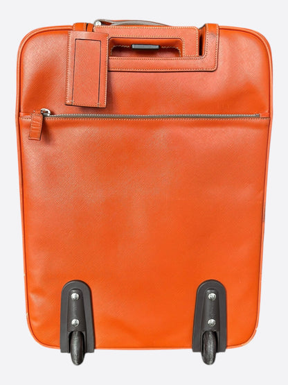 Prada Orange Saffiano Carry-On Suitcase