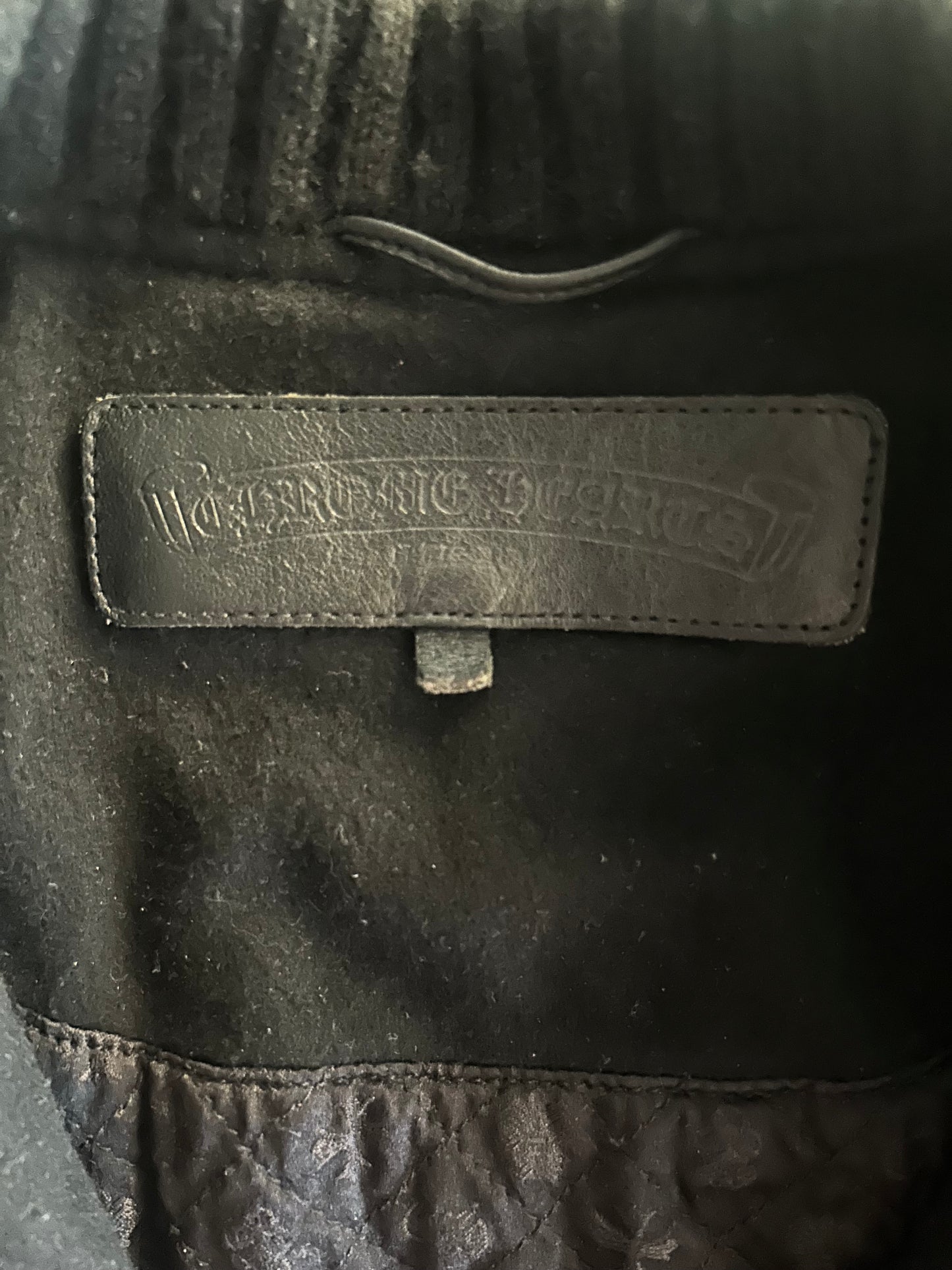 Chrome Hearts Black Leather Cross Patch Varsity Jacket