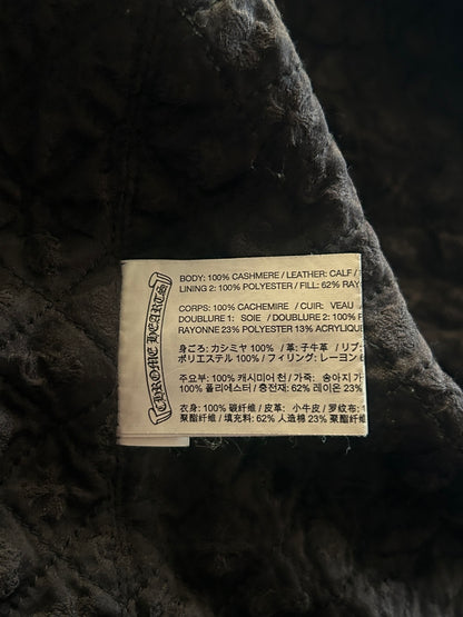 Chrome Hearts Black Leather Cross Patch Varsity Jacket