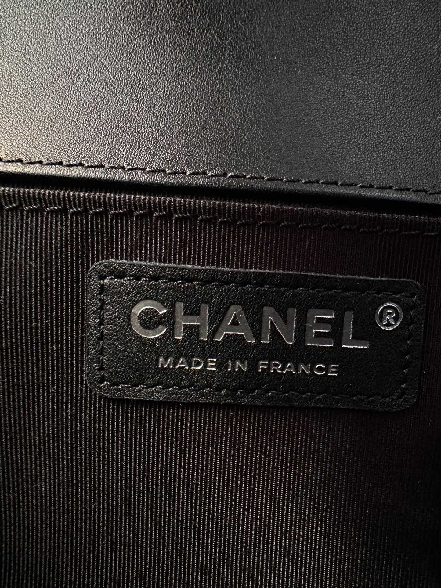 Chanel Black Calfskin Quilted Medium Boy Bag