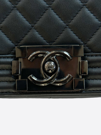 Chanel Black Calfskin Quilted Medium Boy Bag