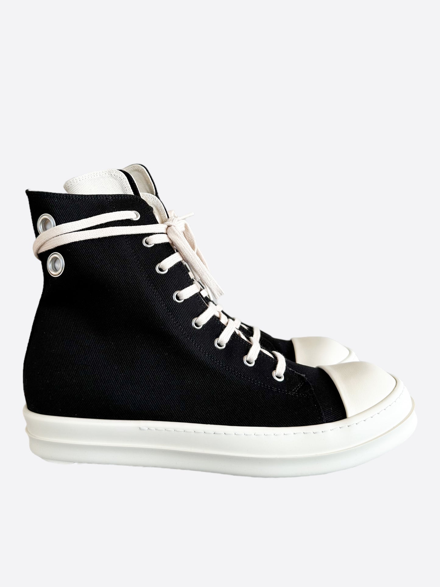 Rick Owens Black & White High Top Sneakers