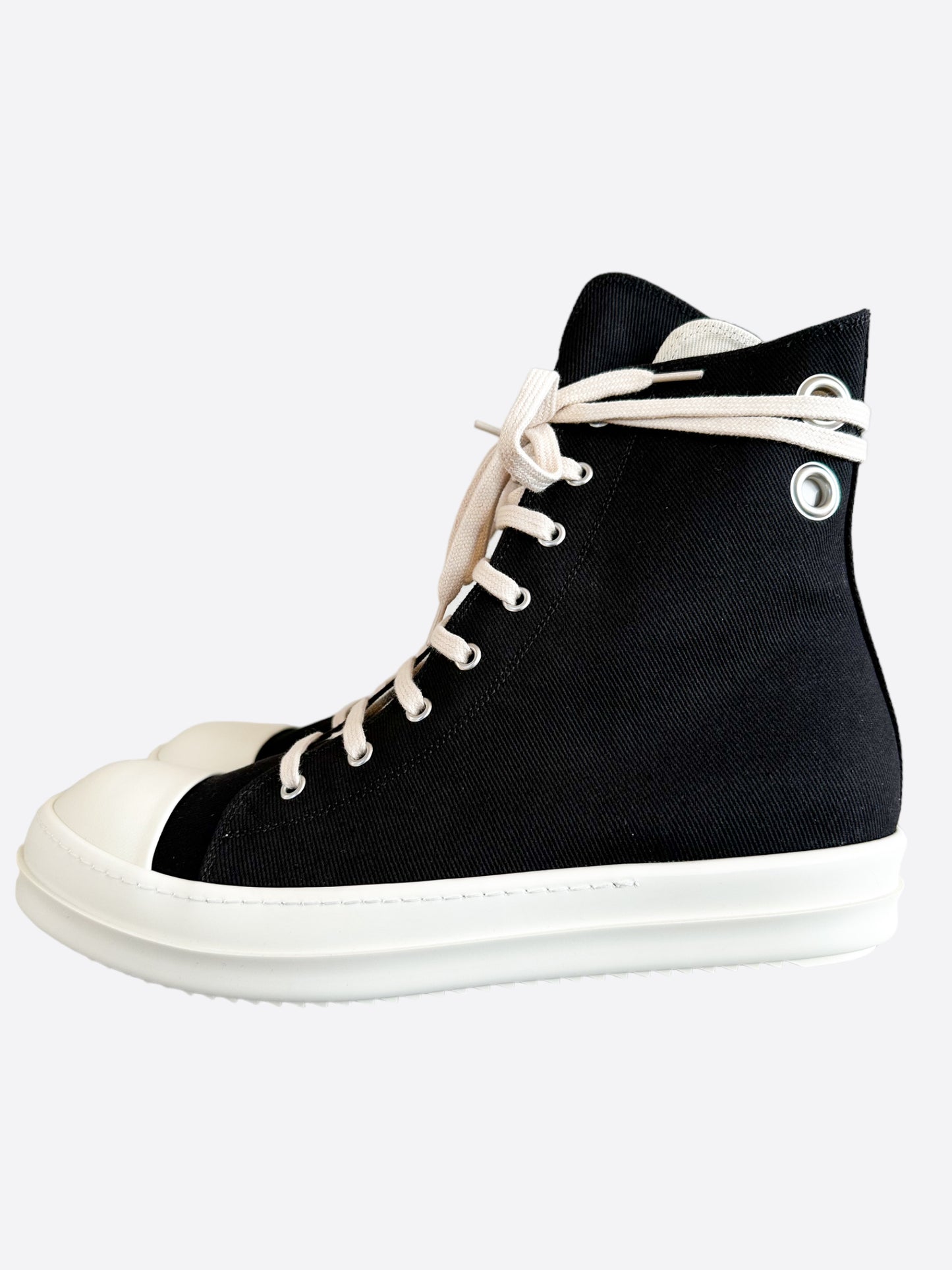 Rick Owens Black & White High Top Sneakers