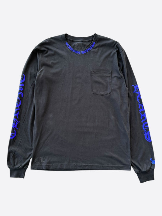 Chrome Hearts Black & Blue Neck Logo Longsleeve T-Shirt