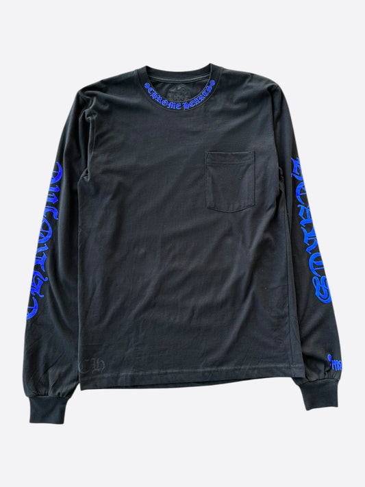 Chrome Hearts Black & Blue Neck Logo Longsleeve T-Shirt