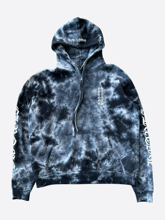 Chrome Hearts Black & White Tie-Dye Horseshoe Logo Hoodie