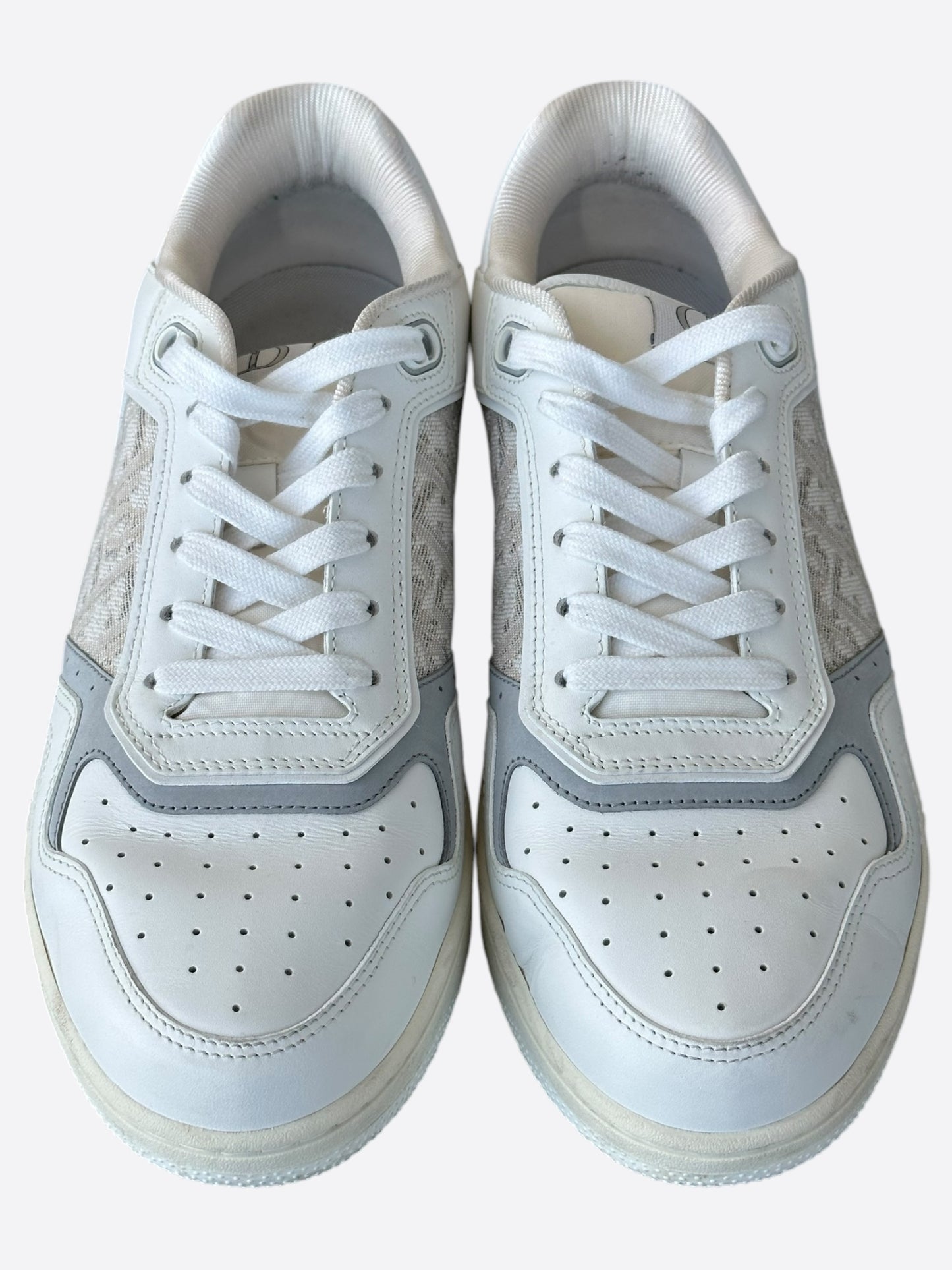 Dior White & Grey Oblique B27 Sneakers