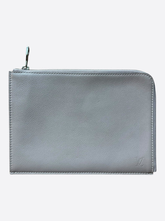 Louis Vuitton Grey Leather Jules Zip Pouch PM