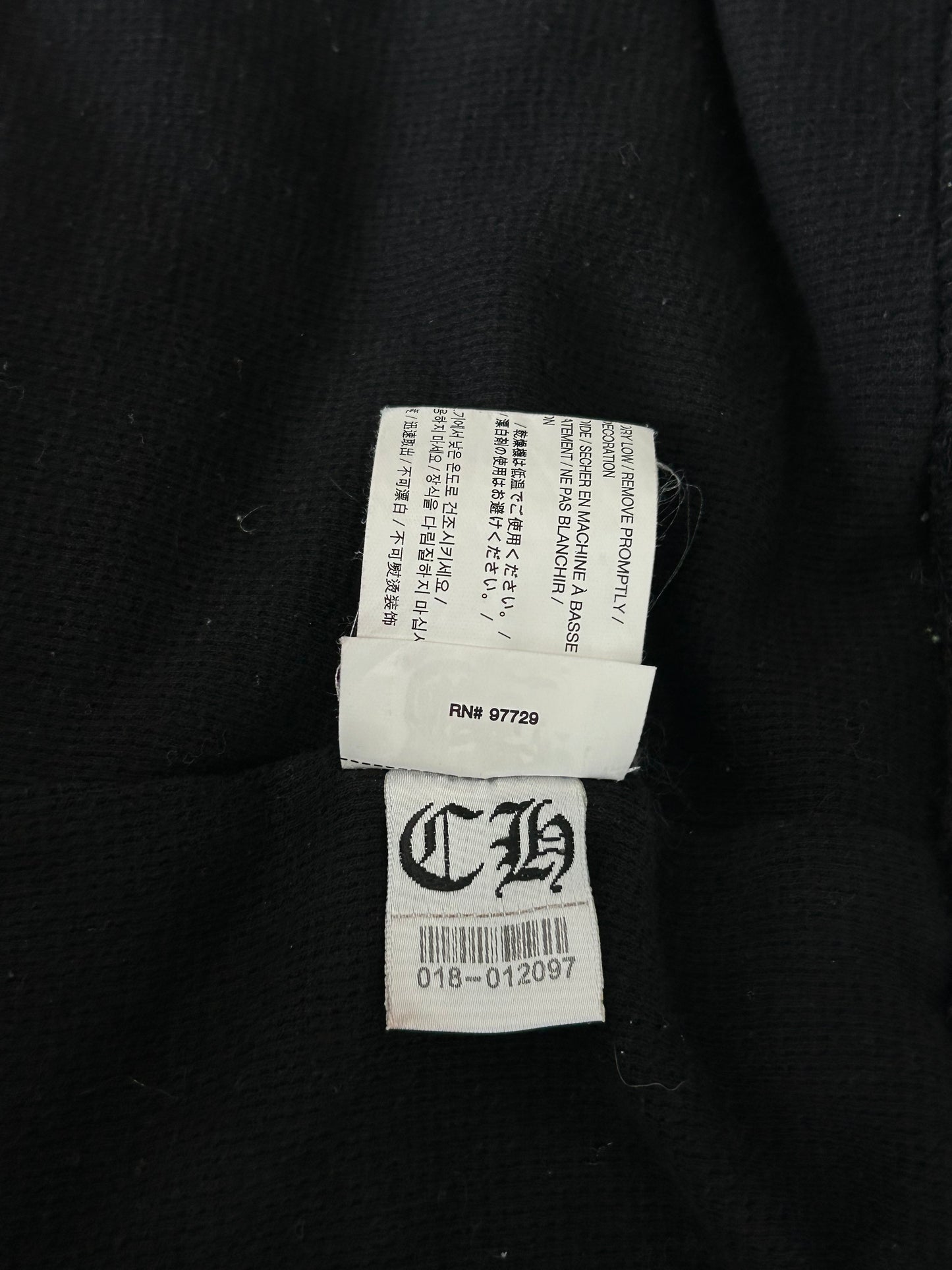 Chrome Hearts Black & Yellow Dagger Logo Zip Up Thermal Hoodie