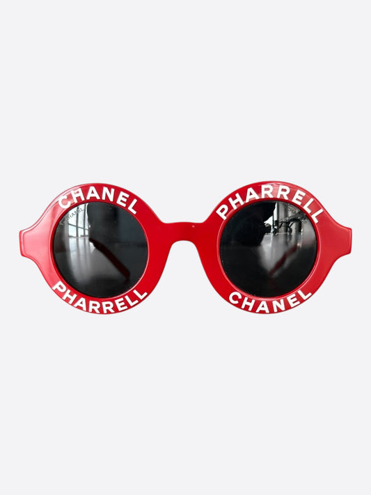 Chanel Pharrell Red & White Round Sunglasses