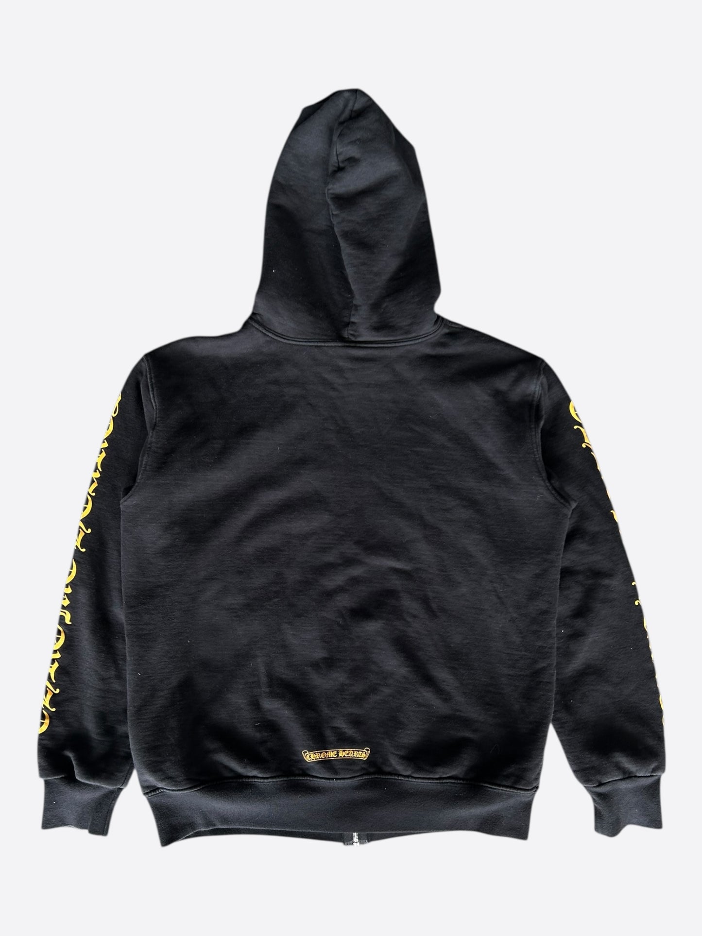 Chrome Hearts Black & Yellow Dagger Logo Zip Up Thermal Hoodie