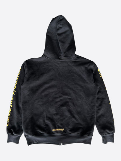Chrome Hearts Black & Yellow Dagger Logo Zip Up Thermal Hoodie