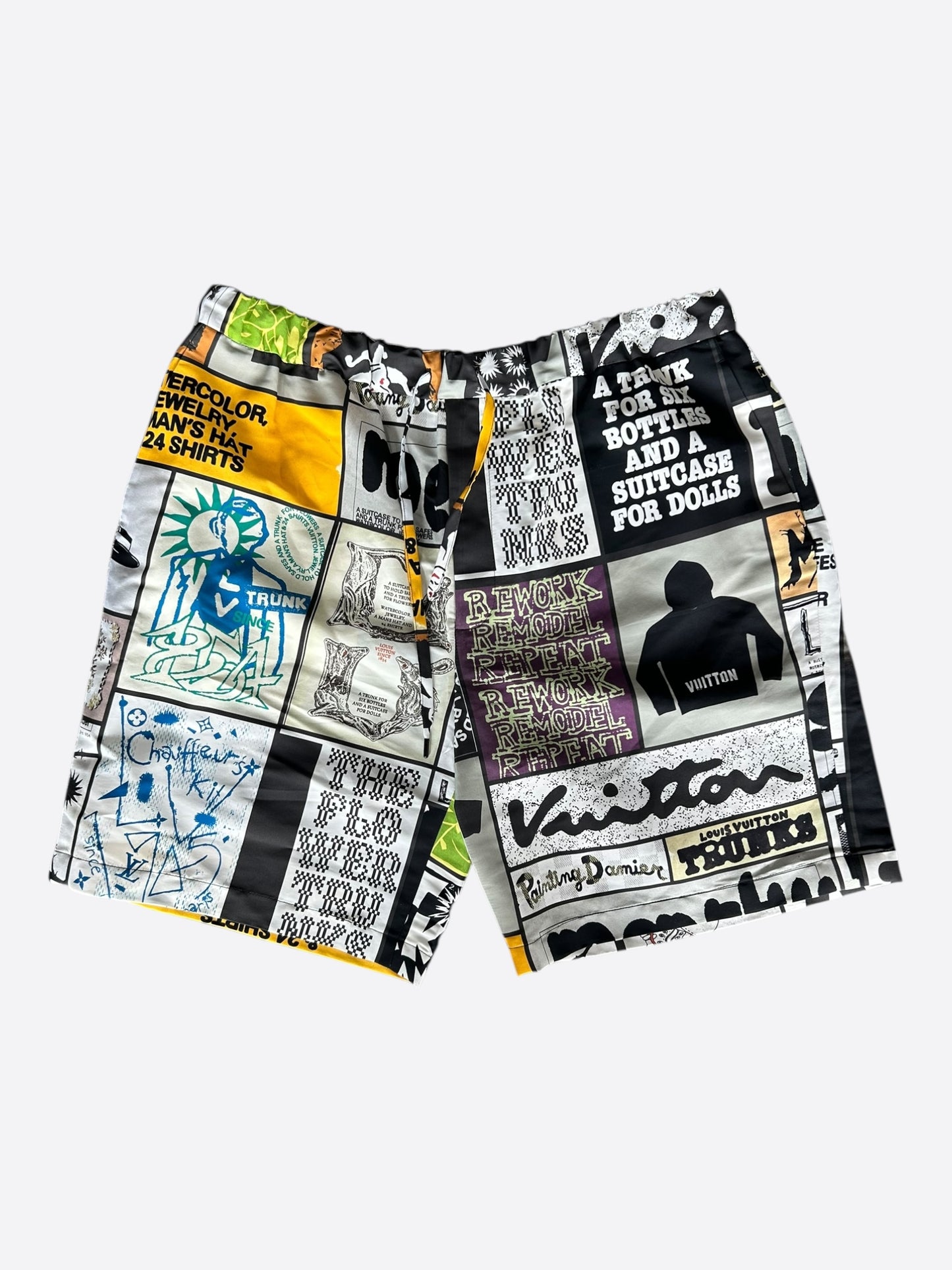 Louis Vuitton White & Multicolor Graphic Shorts