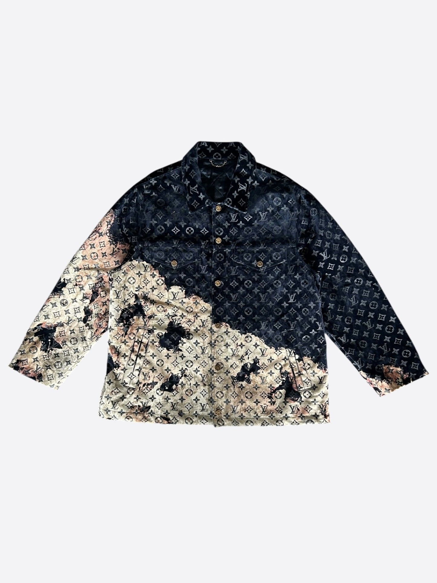 Louis Vuitton Blue Bleached Monogram Padded Velvet Jacket