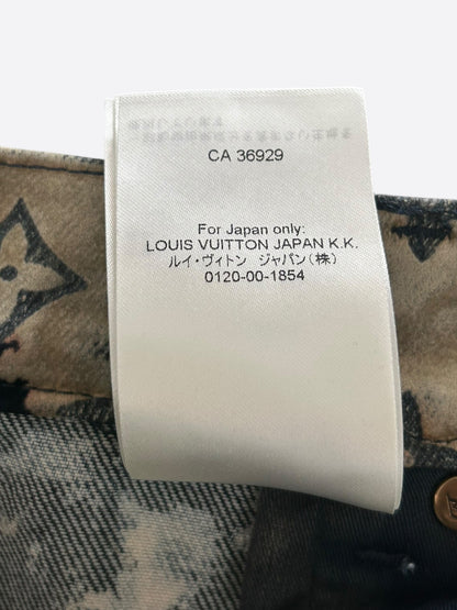 Louis Vuitton Blue Bleached Monogram Velvet Jeans