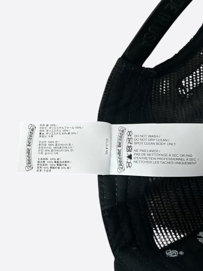 Chrome Hearts Black & White Ponyhair Triple Cross Patch Trucker Hat