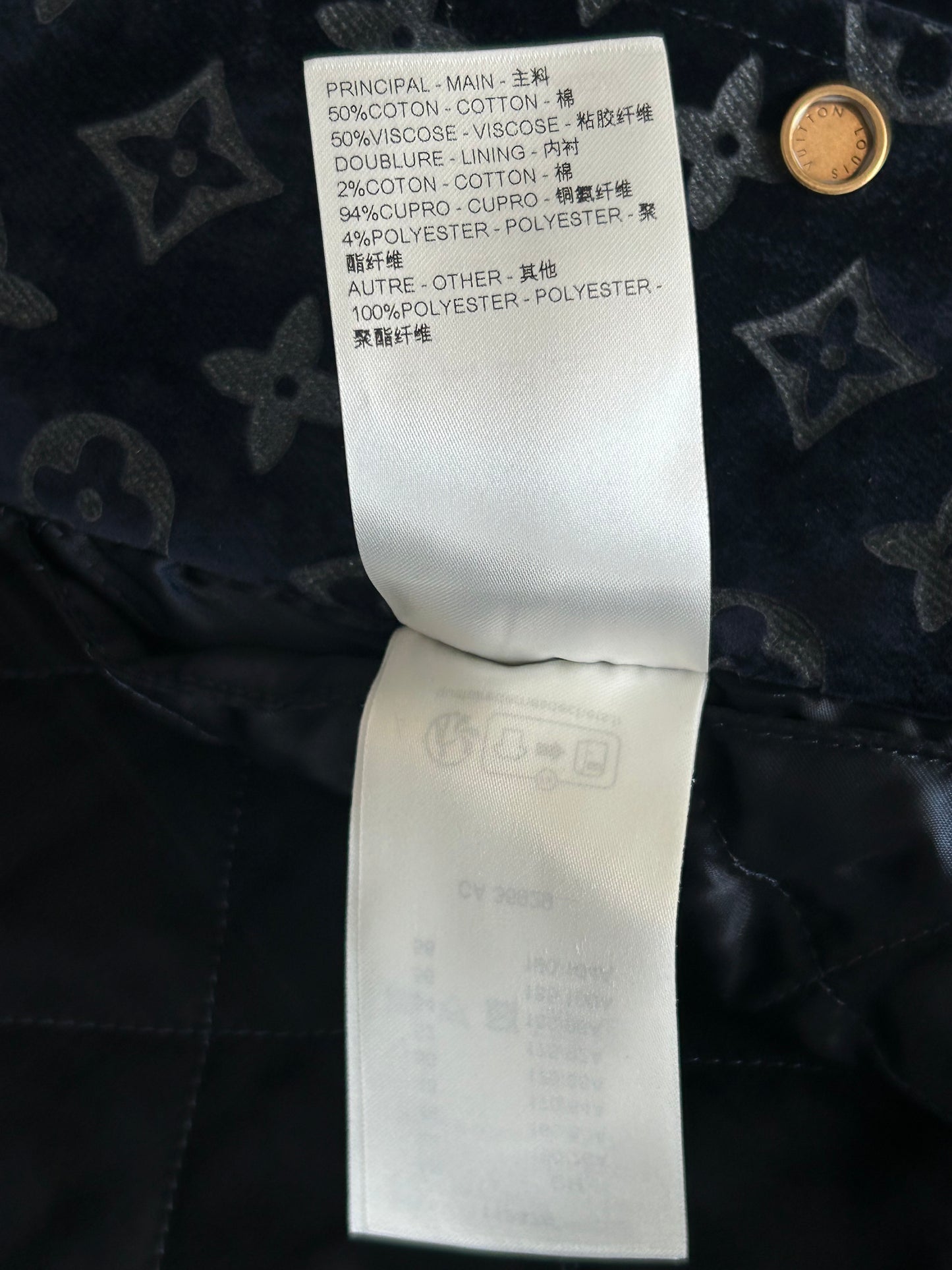 Louis Vuitton Blue Bleached Monogram Padded Velvet Jacket