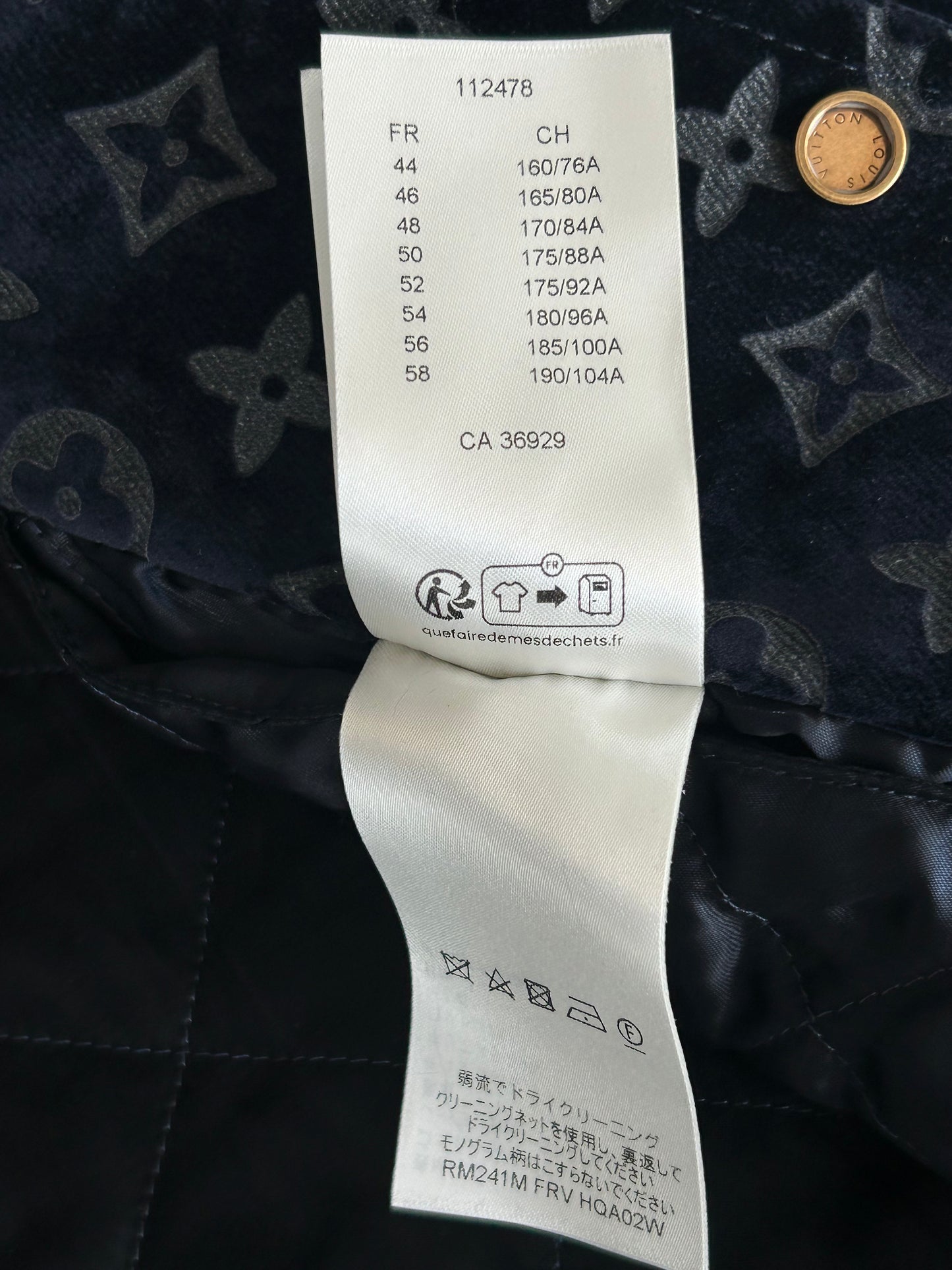 Louis Vuitton Blue Bleached Monogram Padded Velvet Jacket