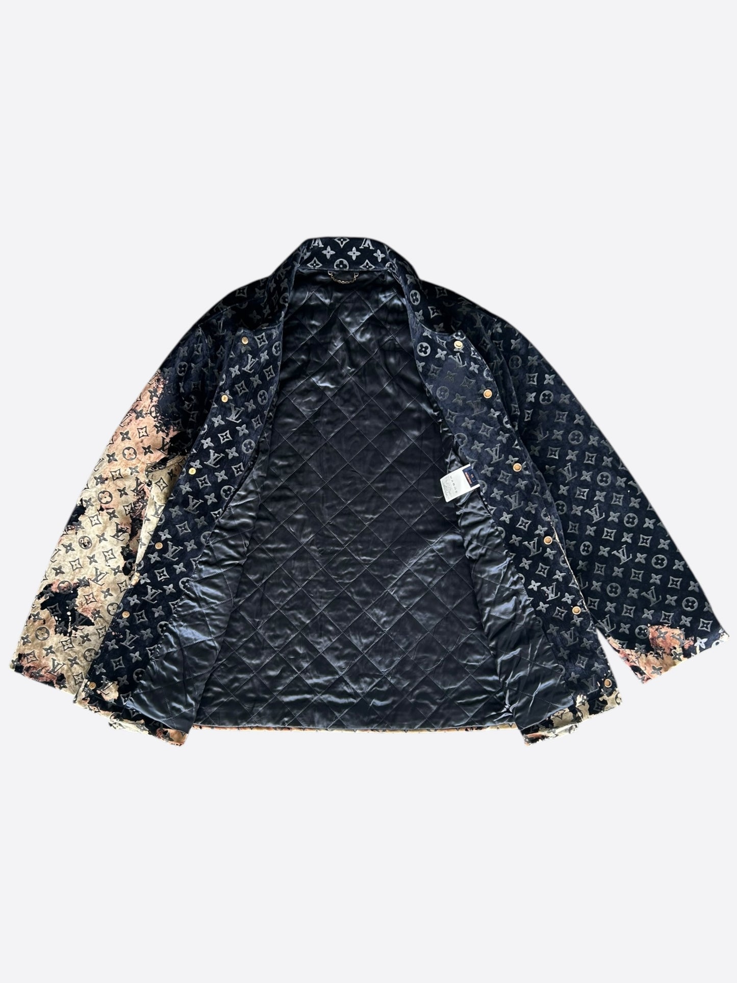 Louis Vuitton Blue Bleached Monogram Padded Velvet Jacket