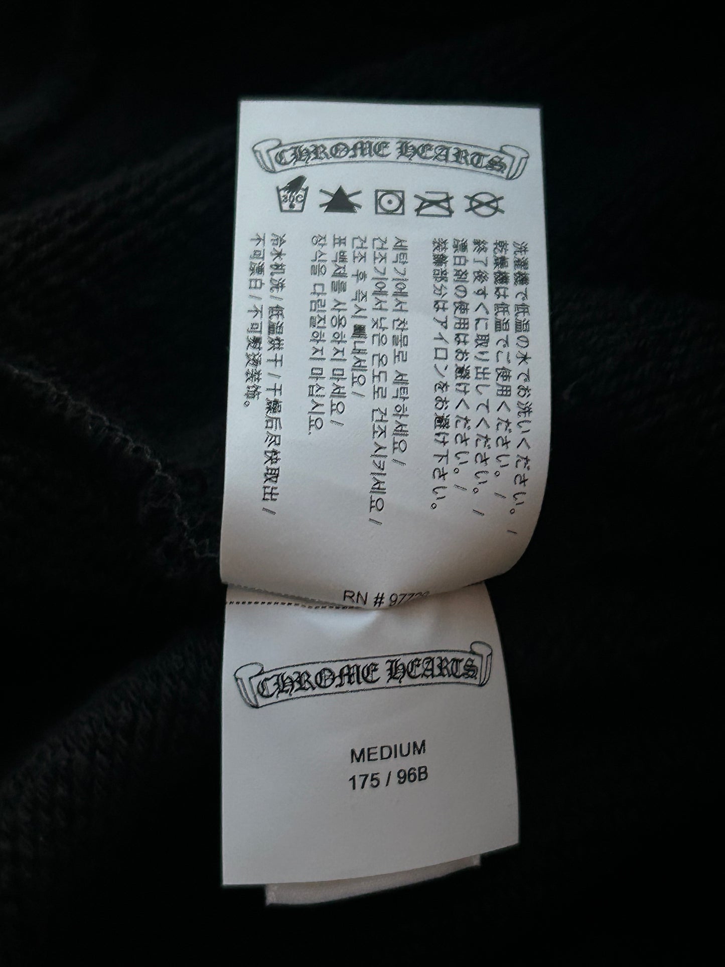 Chrome Hearts Black Triple Cross CH Logo Embroidered Hoodie