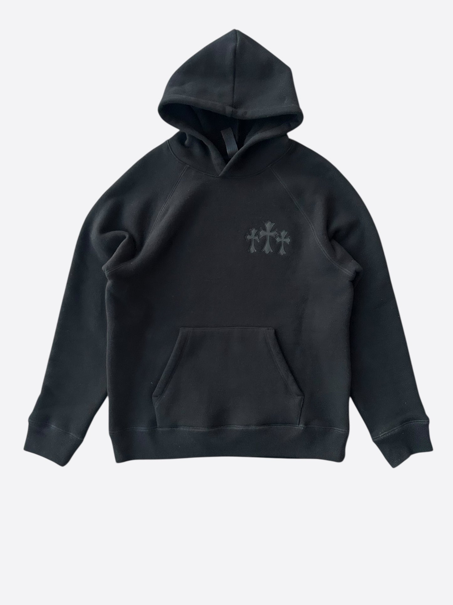Chrome Hearts Black Triple Cross CH Logo Embroidered Hoodie
