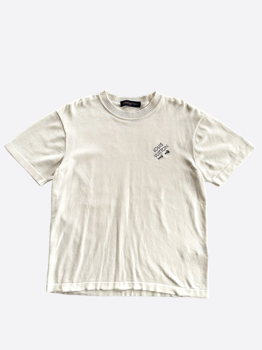 Louis Vuitton White & Grey Pin Logo T-Shirt